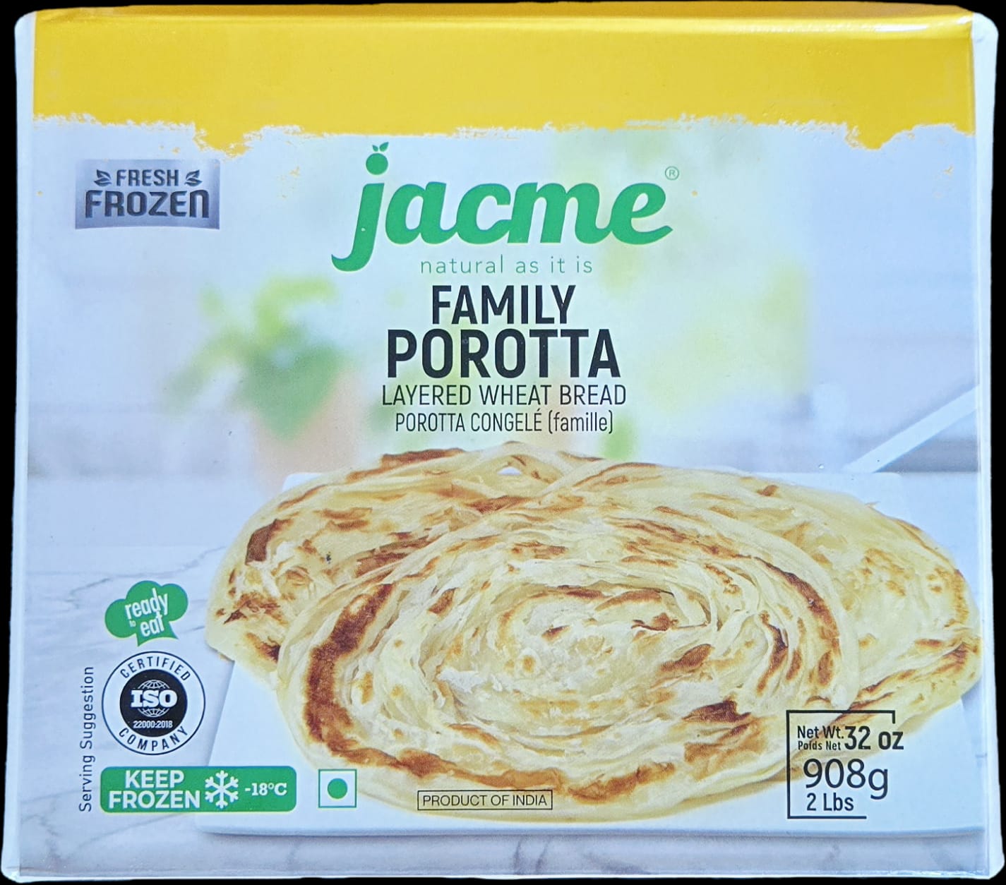 Jacme Family Porotta 908g – Kerala-Style Layered Frozen Parotta | Buy Online in London & St. Thomas – CeeKay Grocers